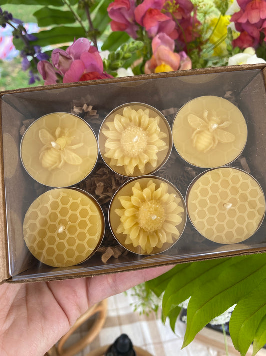 Decorative Garden Beeswax Tealight Candles - 6 Pack