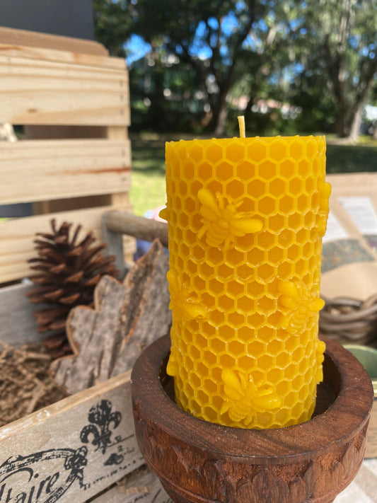 Honeycomb - Florida Beeswax Pillar Candle