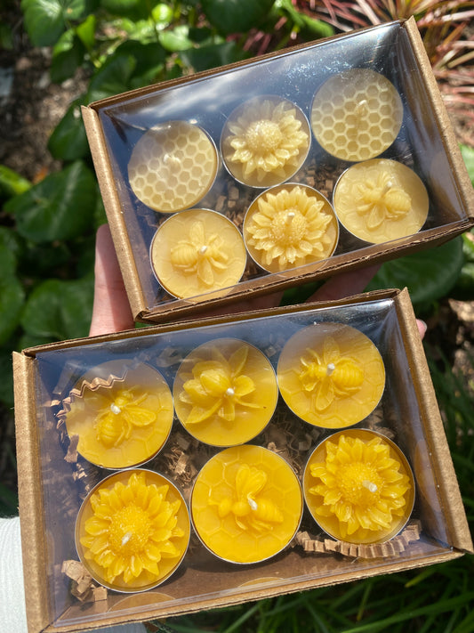 Decorative Garden Beeswax Tealight Candles - 6 Pack