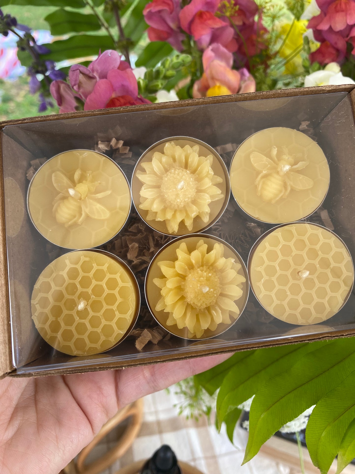 Decorative Garden Beeswax Tealight Candles - 6 Pack