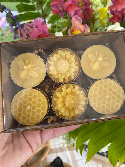 Decorative Garden Beeswax Tealight Candles - 6 Pack