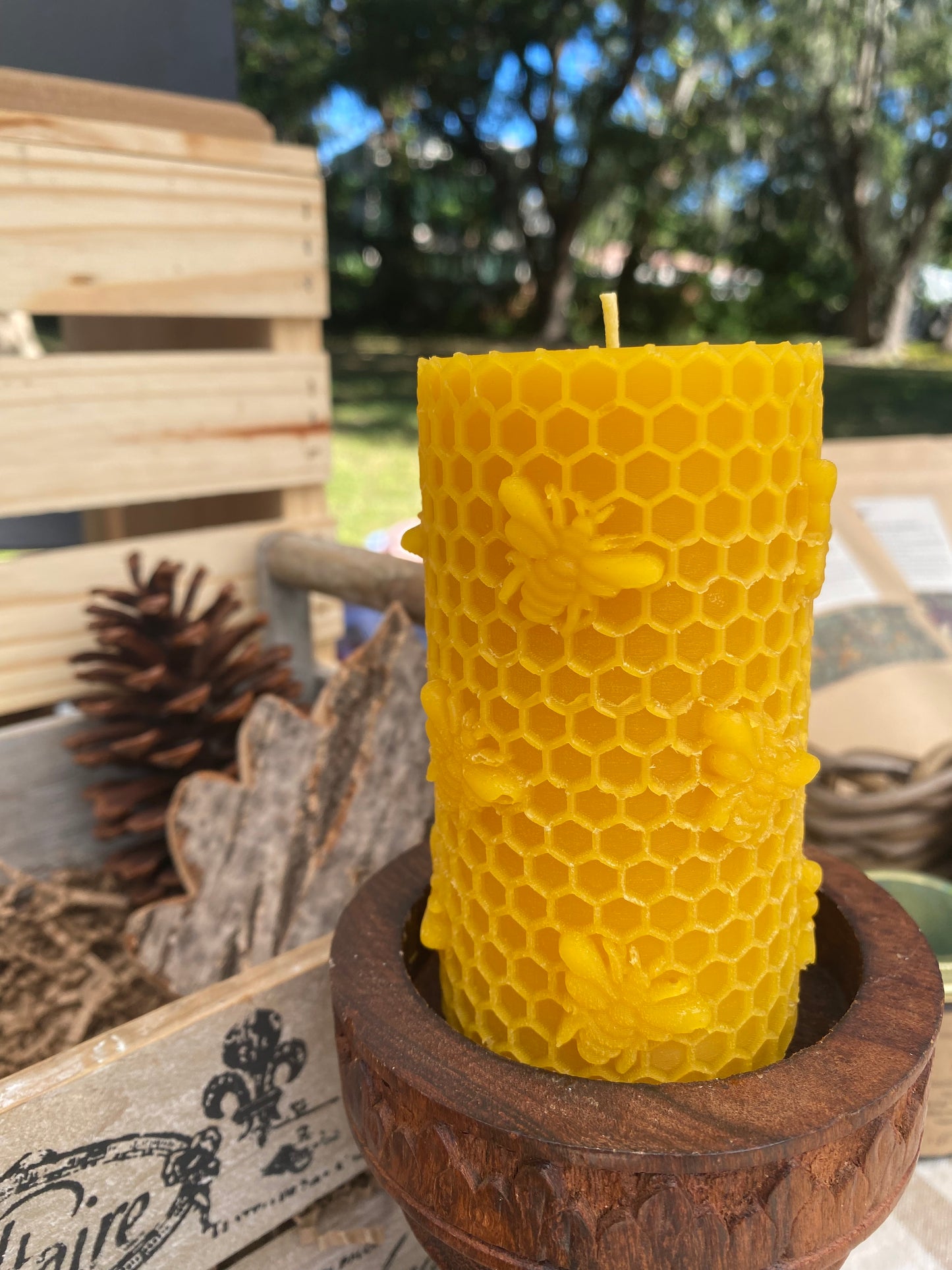 Honeycomb - Florida Beeswax Pillar Candle